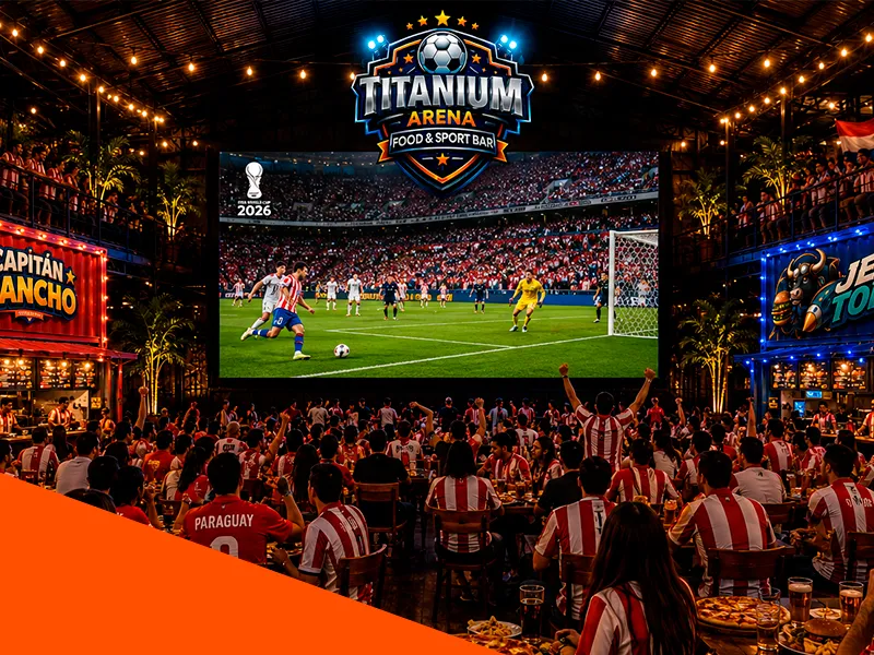 Patio gastronómico de Titanium Arena en Lambaré con varias propuestas de comida